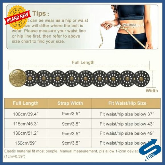 Wide Disc Leather Belt Vintage Western Style Adjustable Women\'s Waist Belt main image 6